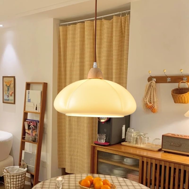 Valentina Retro Pendant Light Pumpkin Glass Bedroom Dining Room