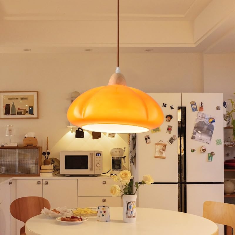 Valentina Retro Pendant Light Pumpkin Glass Bedroom Dining Room