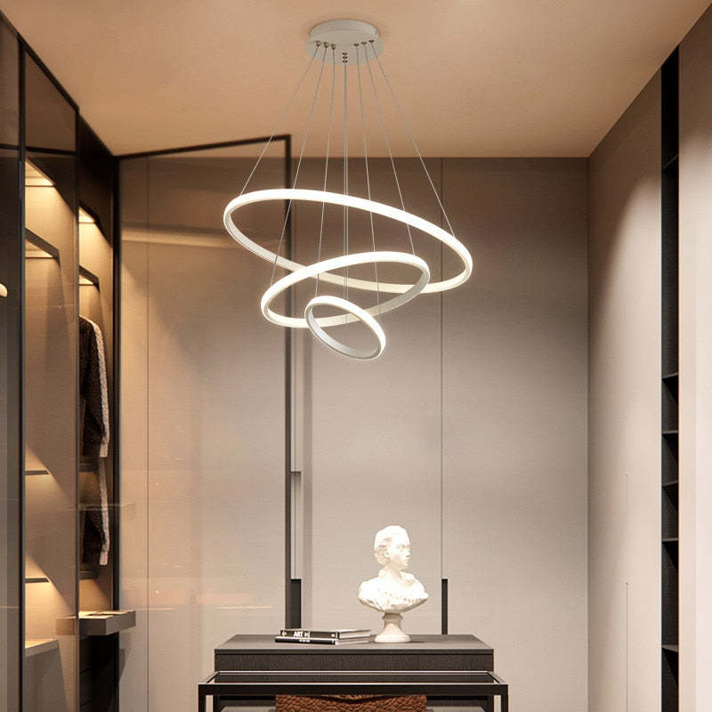 Arisha Modern Ring Metal/Silicon Pendant Light, 2/3/4 Rings