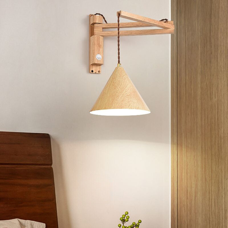 Muto Modern Adjustable Wall Lamp Wood/Metal 2 Color Bedroom