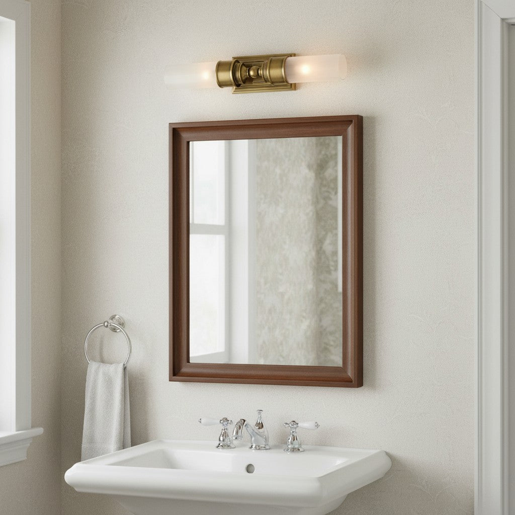 Elite Double Glass Contemporary Tube Wall Sconce Bathroom