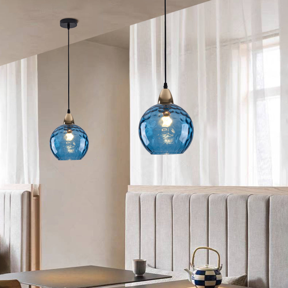 Valentina Colorful Glass Ball Pendant Light Water Ripple Living Room