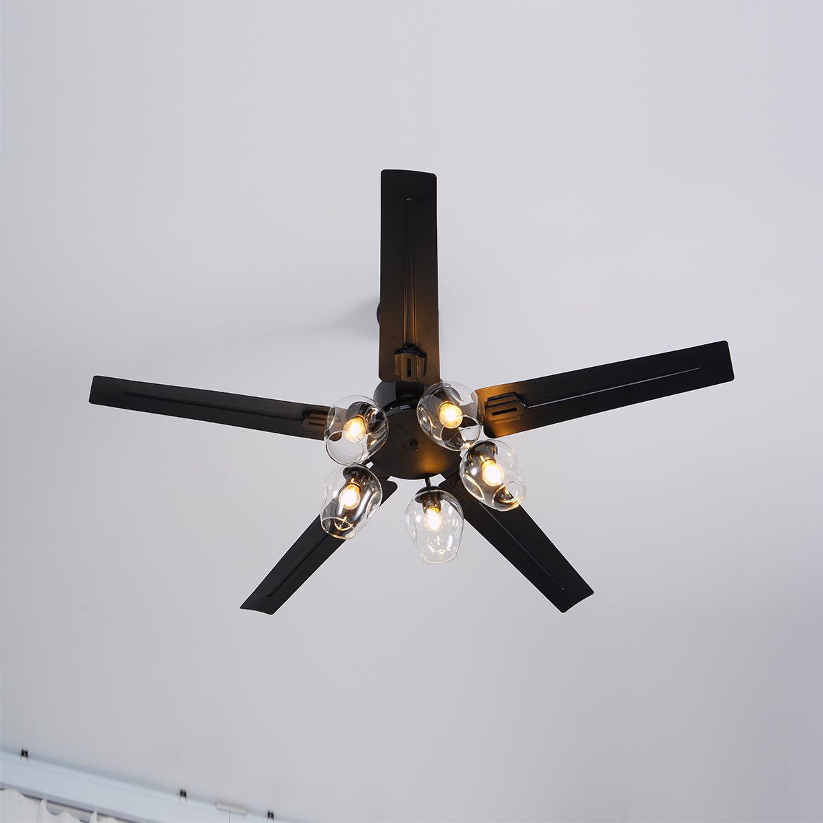 Zazoren Vintage Black Glass Ceiling Fan Light - Letslighting