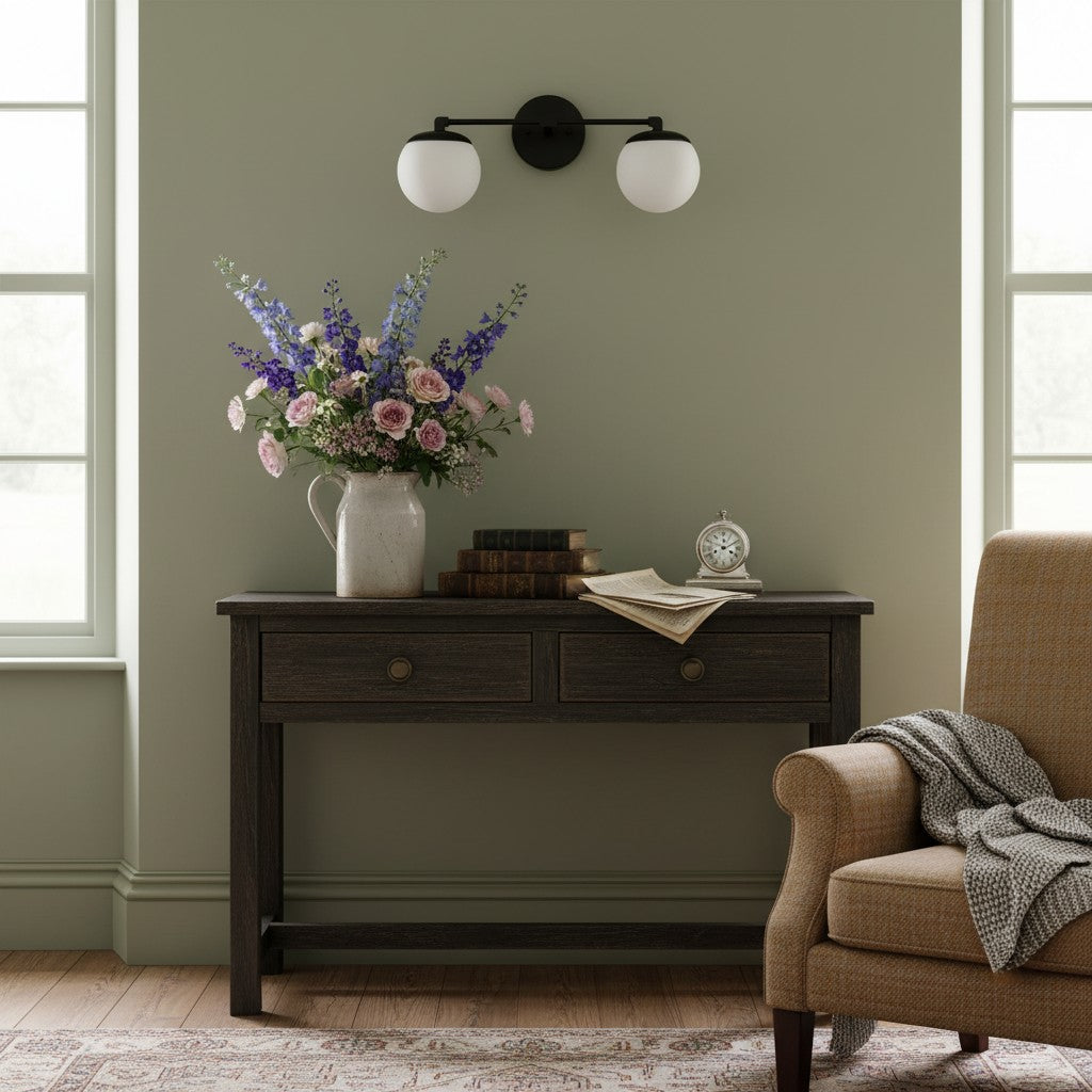 Pearl Milk Glass Brass Wall Sconce Bathroom