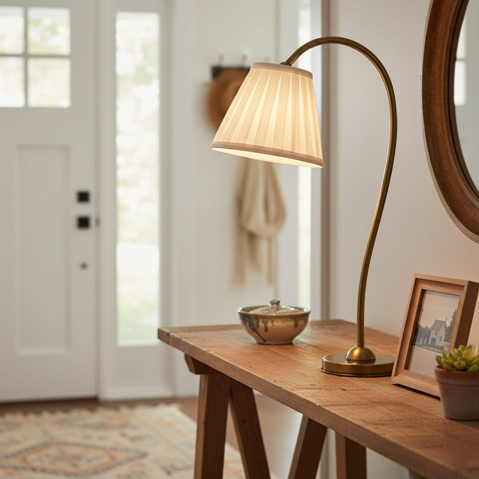 Grace Brass Linen Shade Table Lamp
