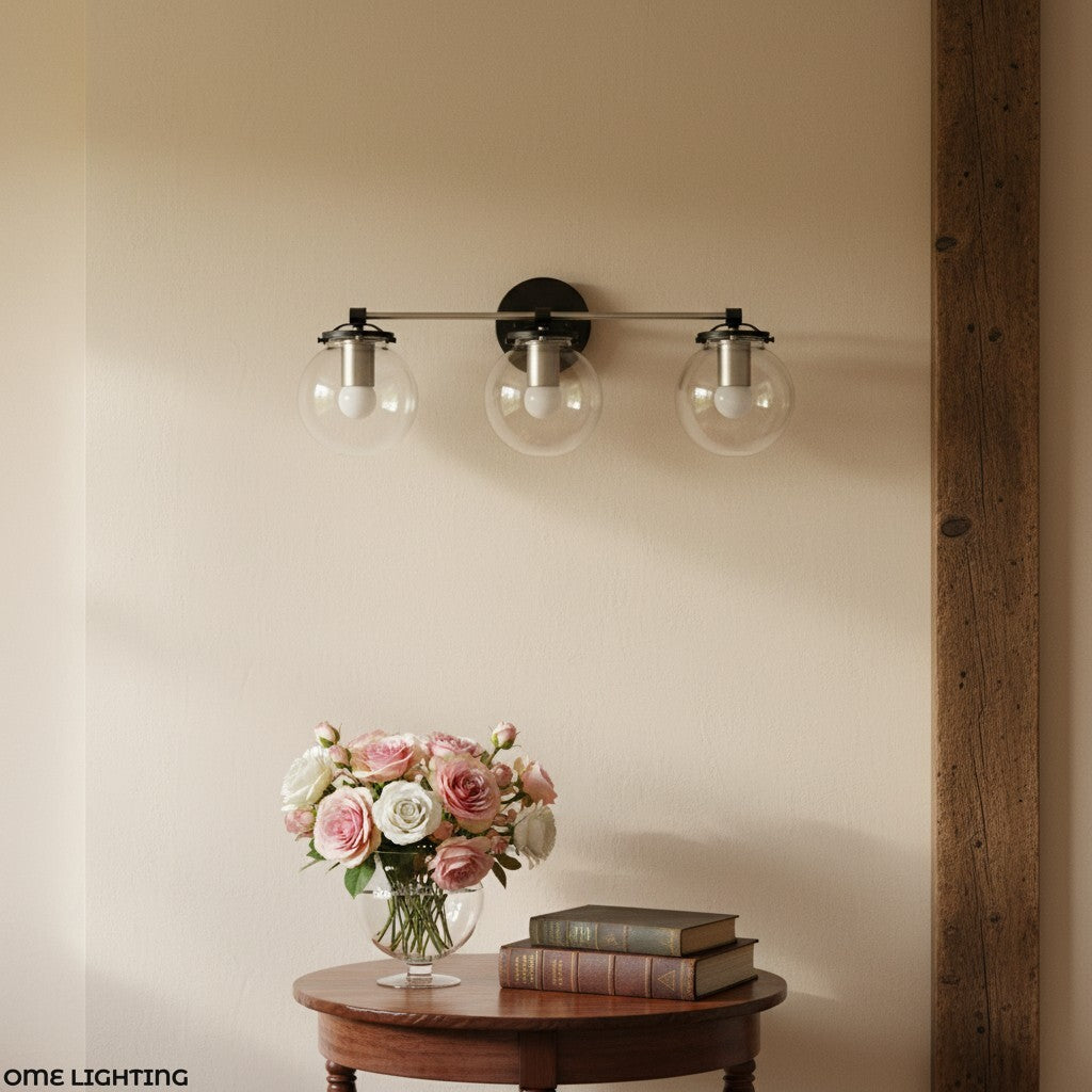 Pearl Clear Glass 3-Light Wall Sconce For Bathroom