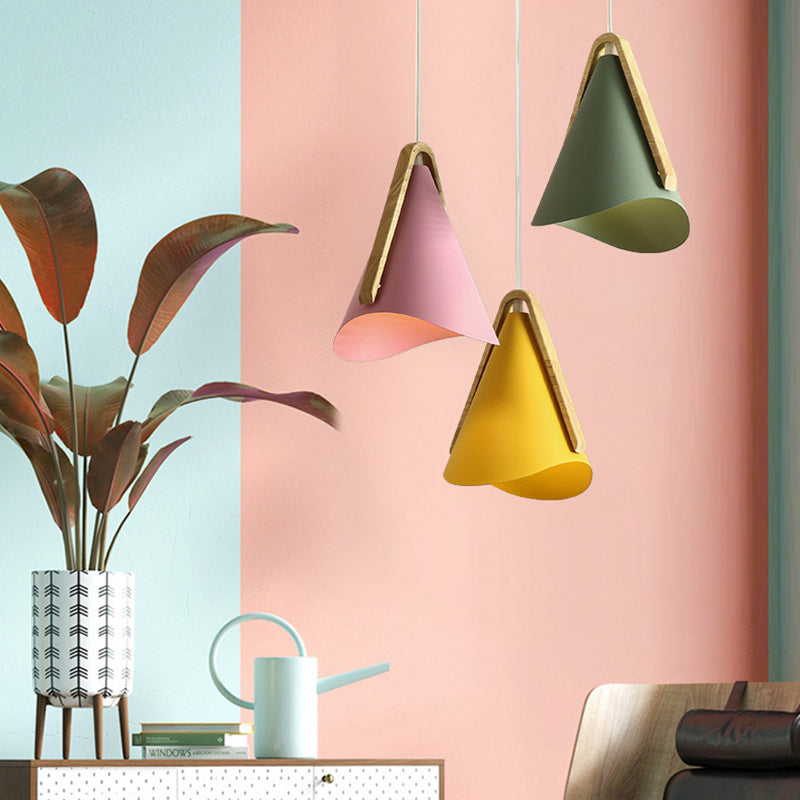 Valentina Modern Cone Pendant Light, Wood/Metal