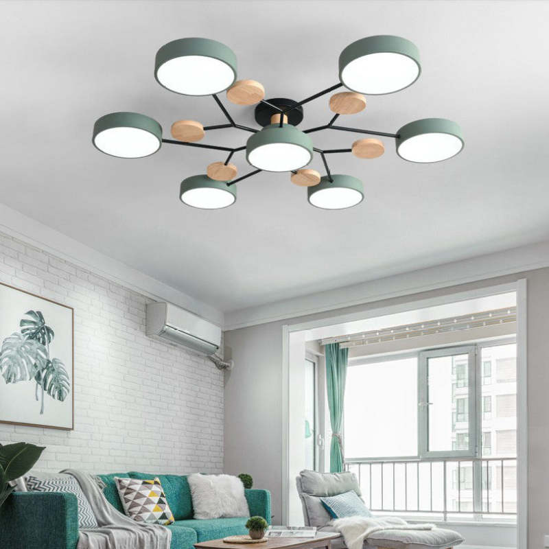 Arisha Geometric Flush Mount Ceiling Light Acrylic/Wood Living Room - Letslighting