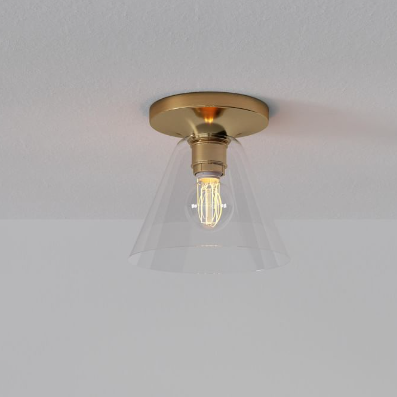 Cone Flush Mount Glass Ceiling Light Modern