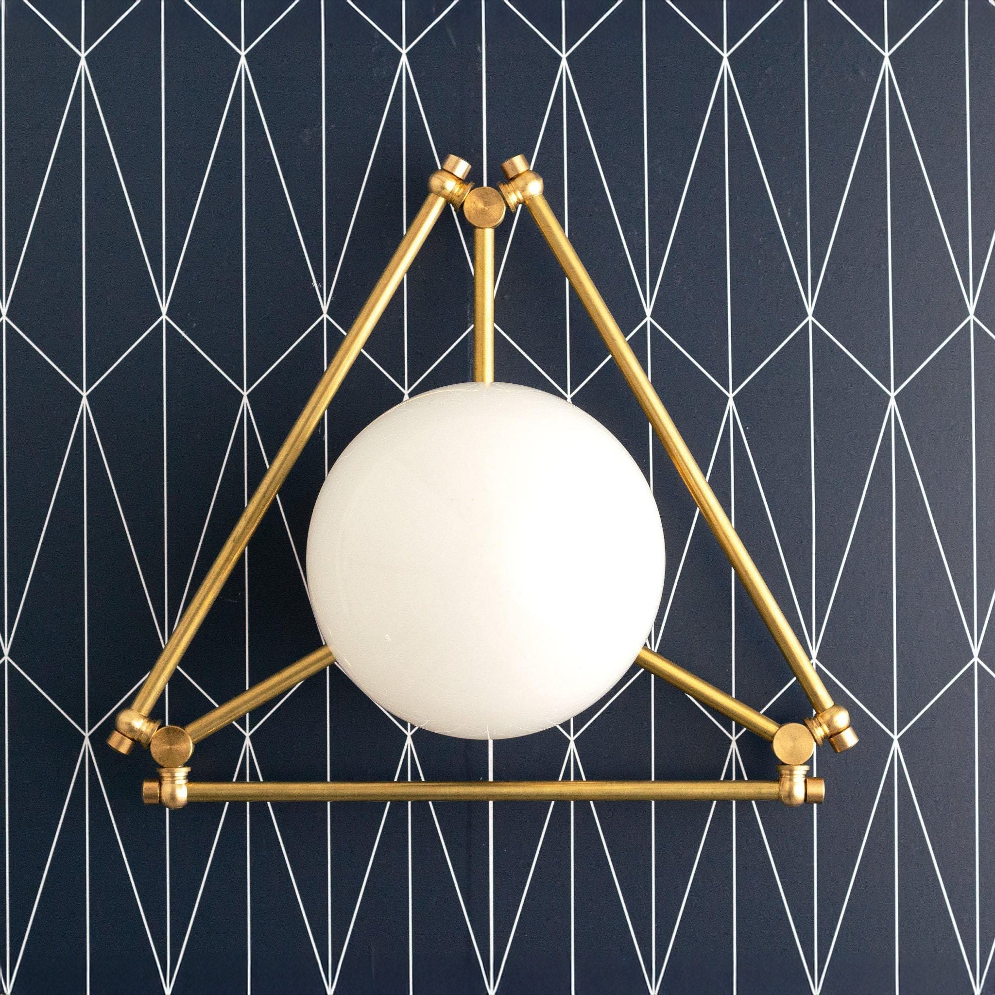 Pearl Geometric Brass Flush Mount Ceiling Light