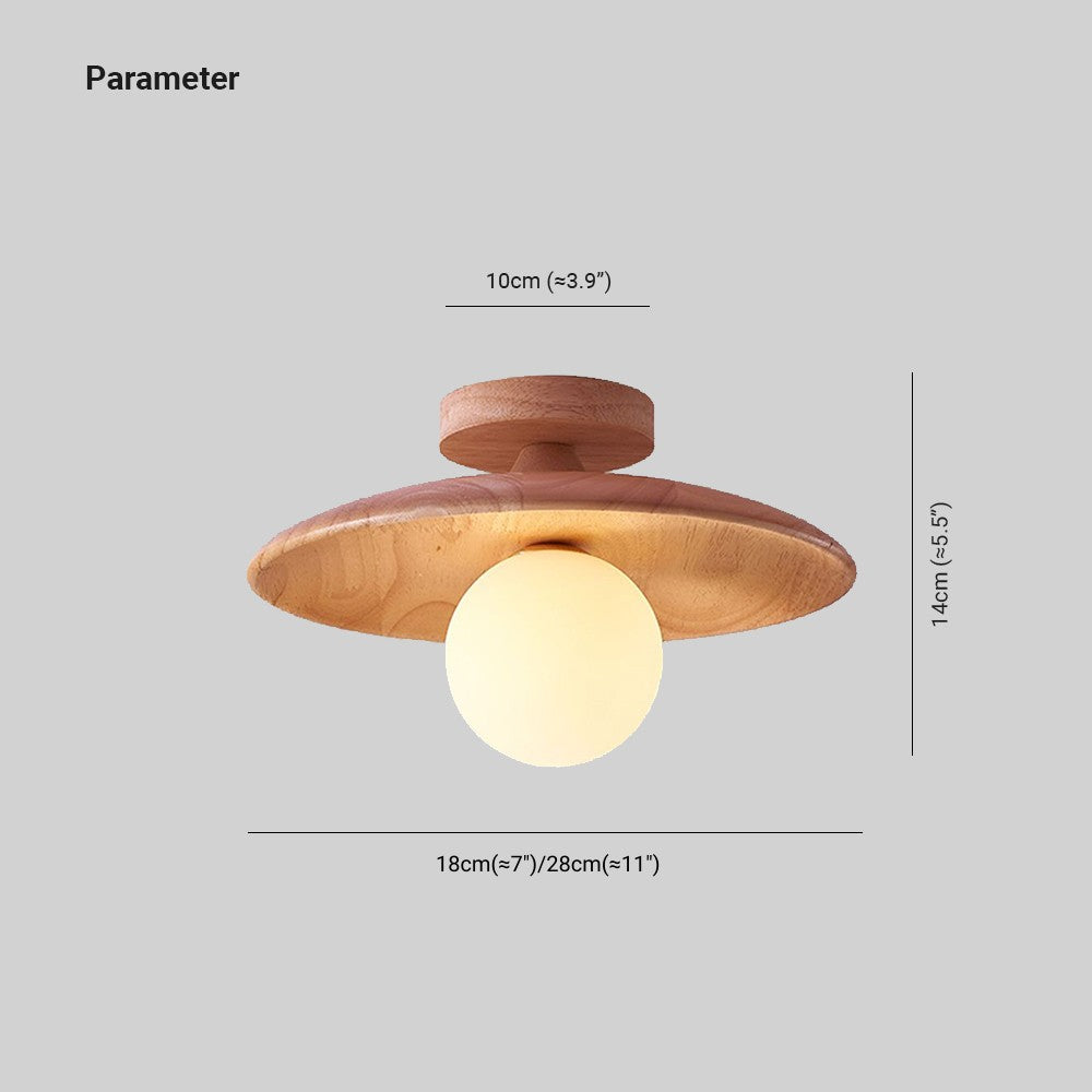 Arisha Modern Round Flush Mount Ceiling Light Wood Walnut Bedroom