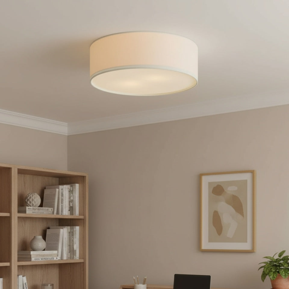 Linen Drum Ceiling Light Modern Bedroom