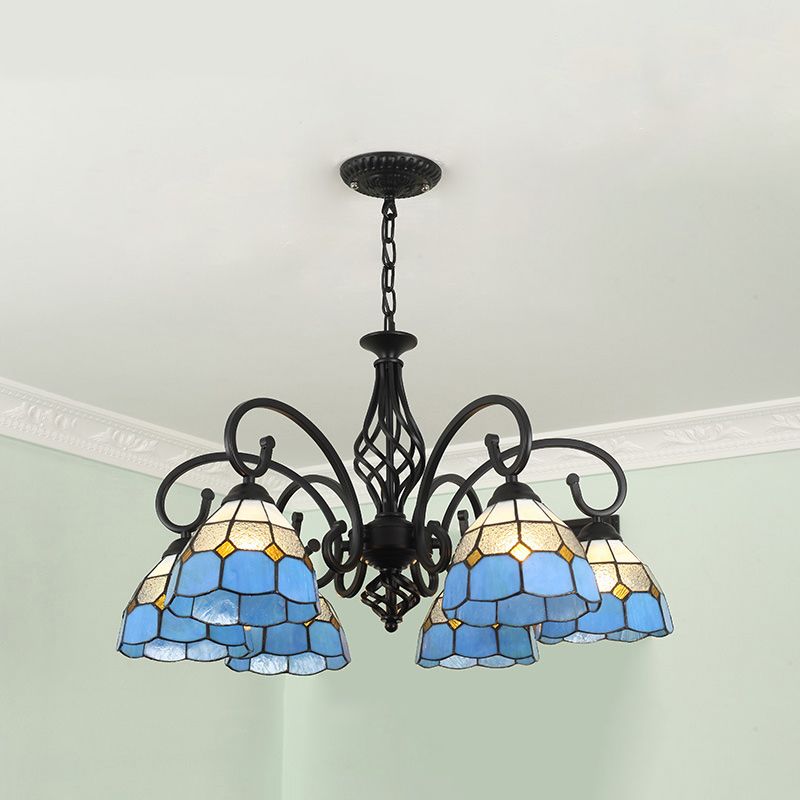 Tiffany Mediterranean Branch Metal Chandelier