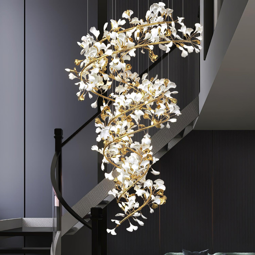 Olivia Modern Staircase Chandelier Metal & Ceramic