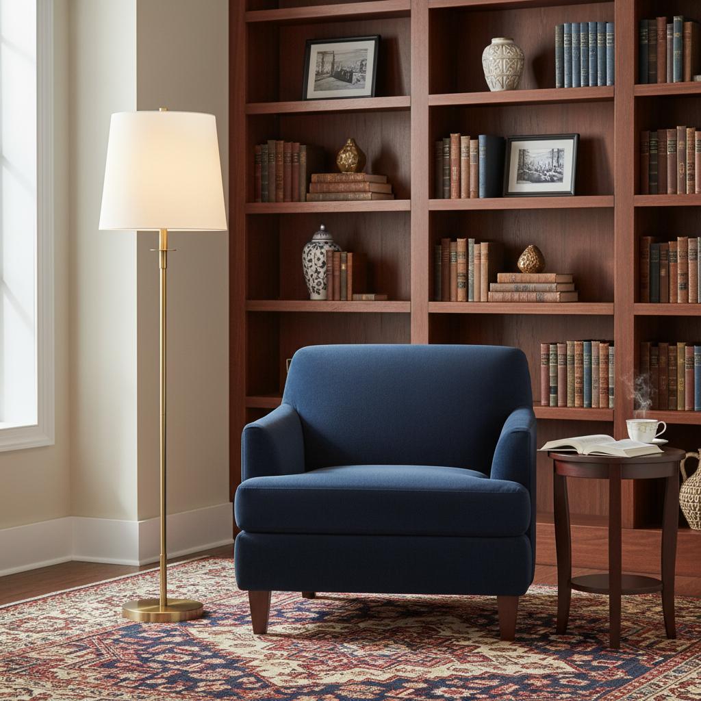 Lodge Brass Linen Floor Lamp