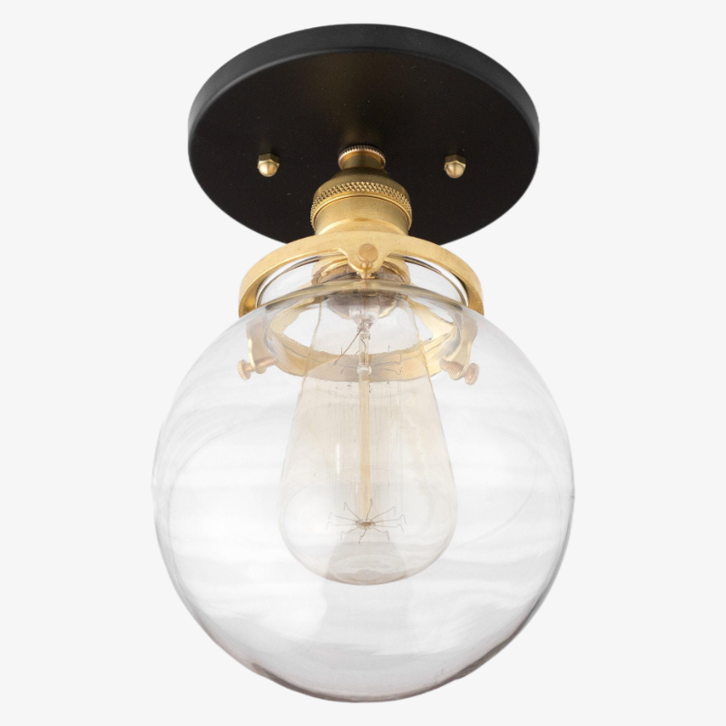 Pearl Clear Glass Retro Globe Ceiling Light Bedroom