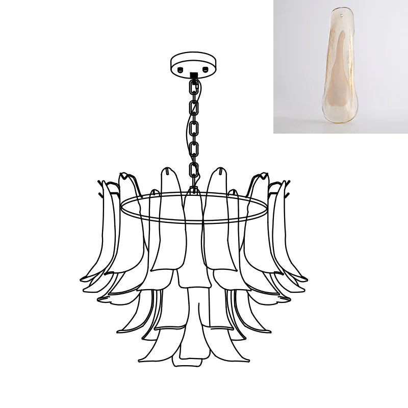 Aurora Chandelier Murano Glass Leaf Golden - Letslighting
