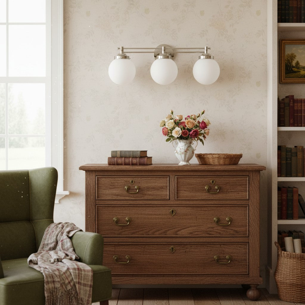 Pearl Wall Sconce Milk Glass Antique Brass for Bedroom