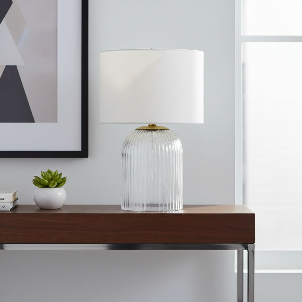 Haze Glass Table Lamp with Linen for Living Rooms