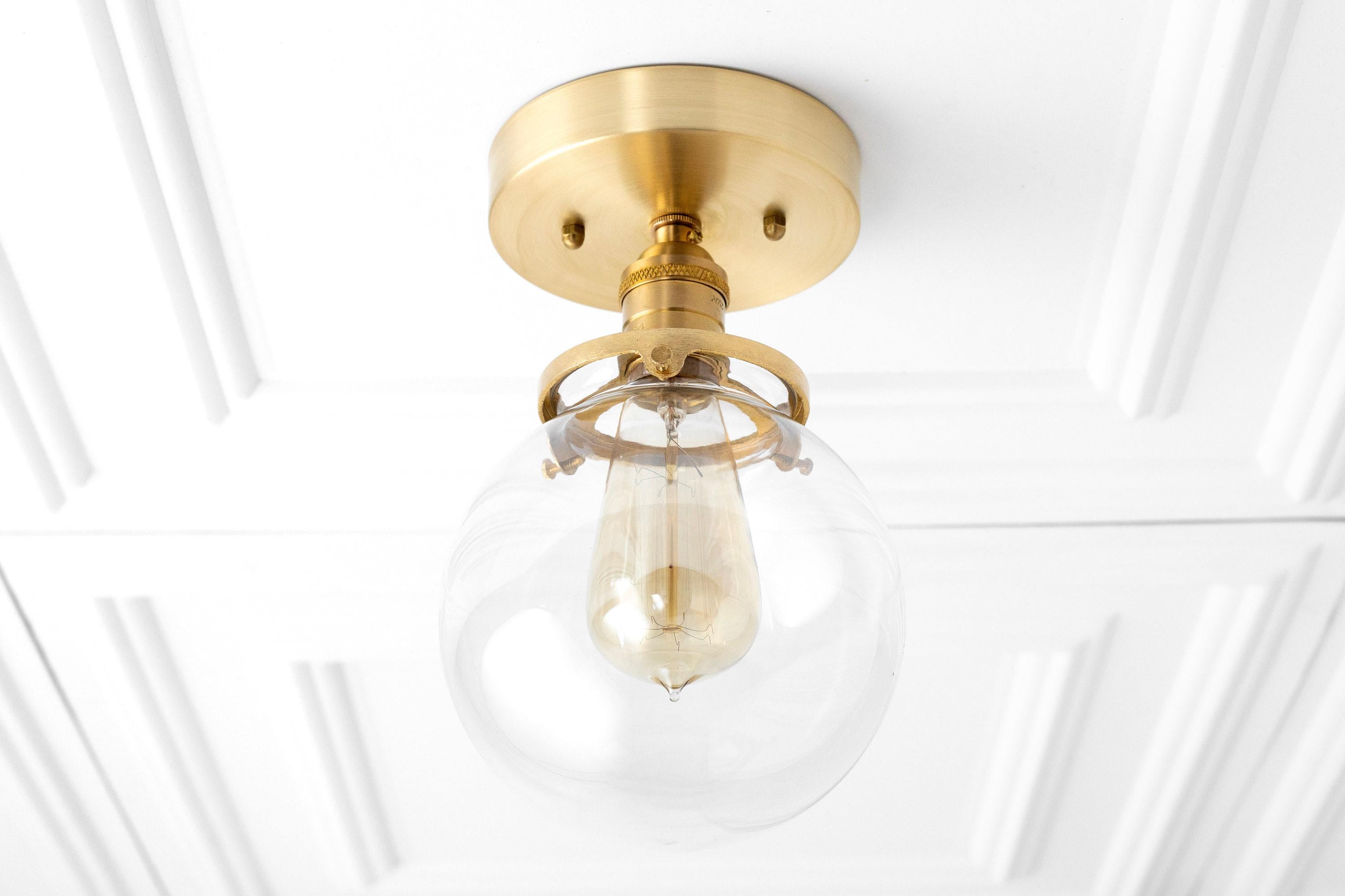 Pearl Clear Glass Retro Globe Ceiling Light Bedroom