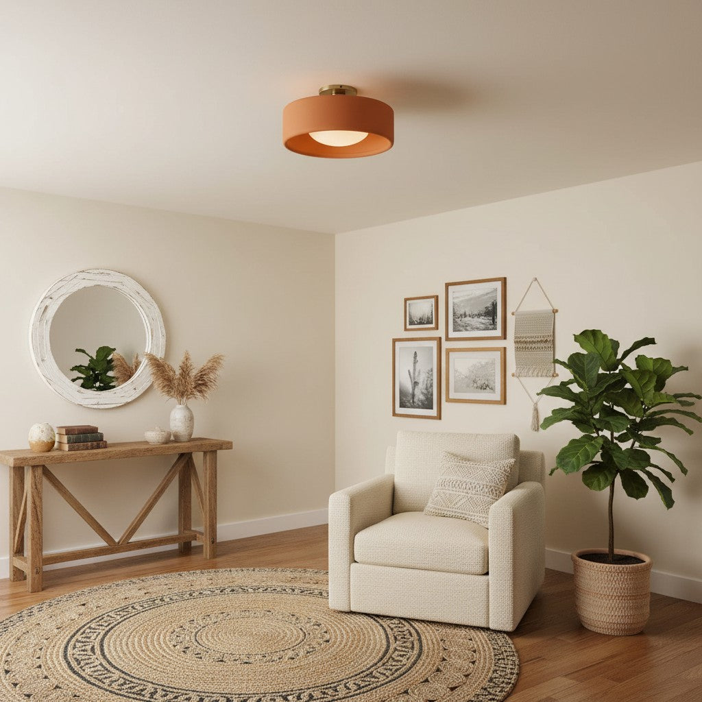 Kiln Porcelain Drum Ceiling Light