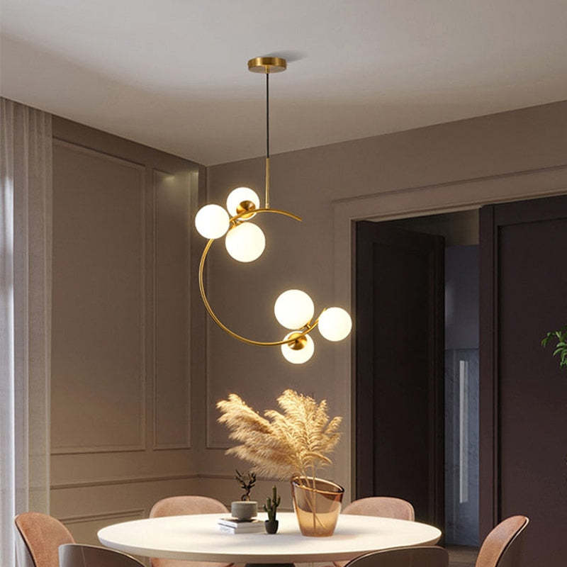 Valentina Modern Glass Globe Pendant Light, Metal & Glass, 3 Style