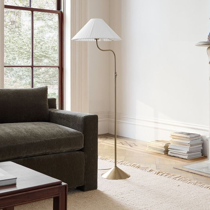 Lithe Linen Shade Floor Lamp Contemporary Living Rooms