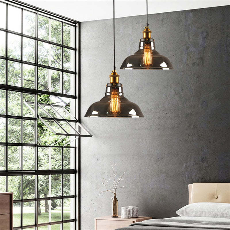Arisha Industrial /Glass Pendant Light Dining Room - Letslighting