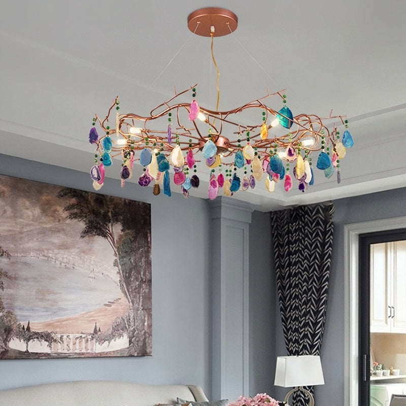Valentina Art Deco Agate Stone colorful Pendant Light
