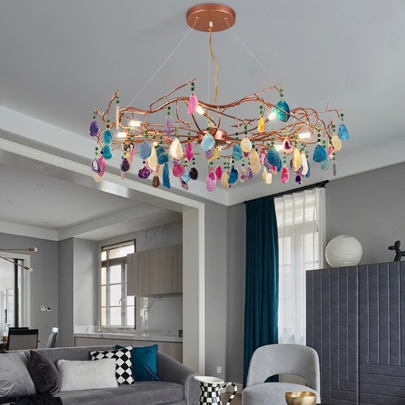 Valentina Art Deco Agate Stone colorful Pendant Light