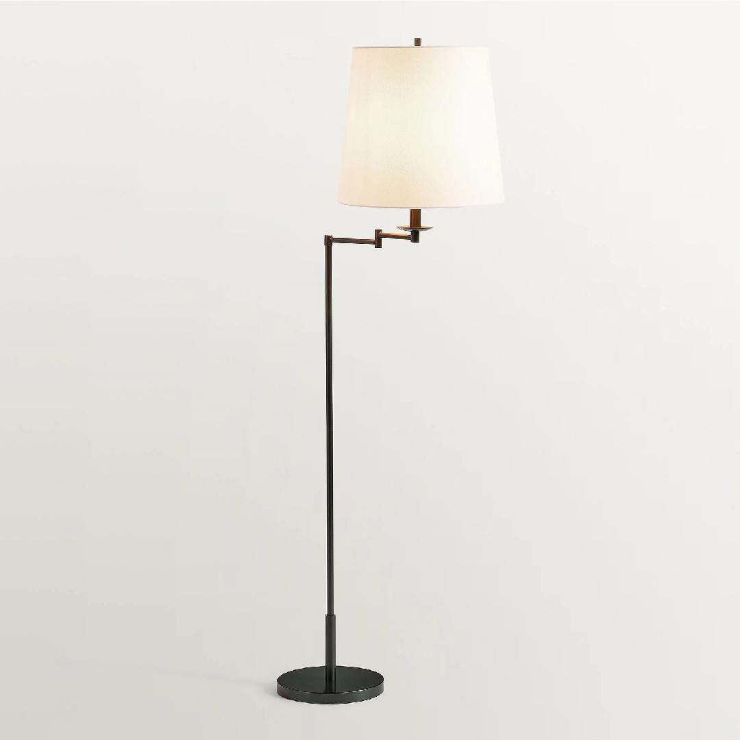 Lodge Brass Linen Floor Lamp