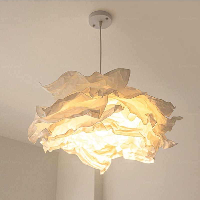 Ritta Wabi-Sabi Cloud Metal Paper LED Pendant Light Study Bedroom