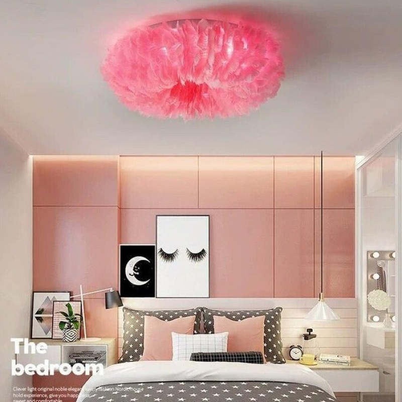 O'Moore Feather Ceiling Light, Modern, Bedroom, 4 Color