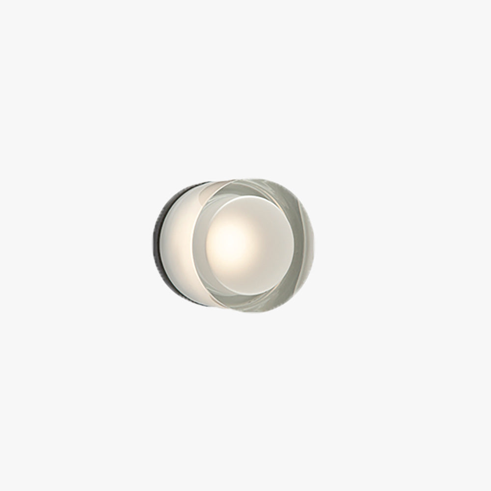 Valentina Modern Mini Drum Metal/Acrylic Outdoor Wall Lamp, Transparent