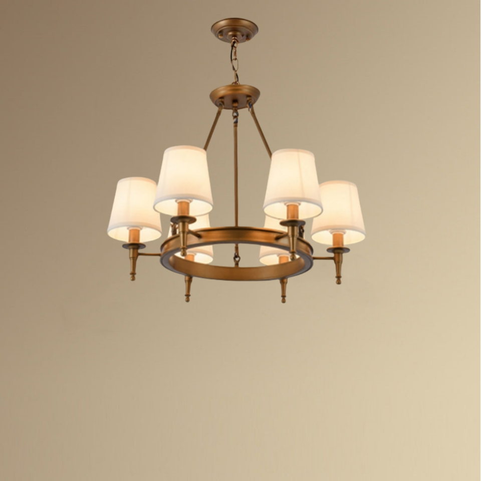 Silva Vintage Ring Fabric Chandelier Copper - Letslighting