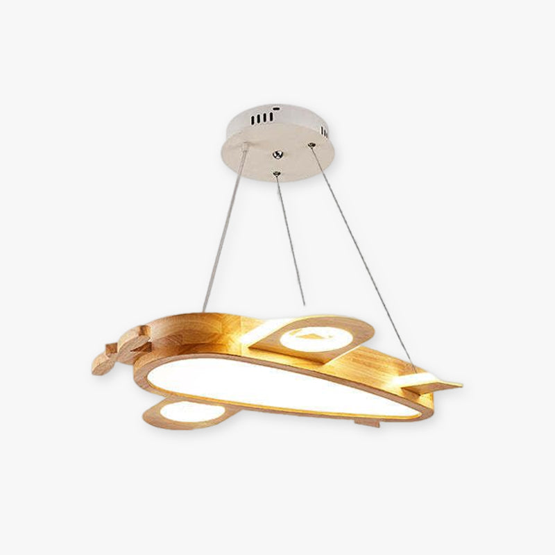 Arisha Modern Natural Creative DIY Children Airplane Shape Acrylic Pendant Light ,Wood - Letslighting