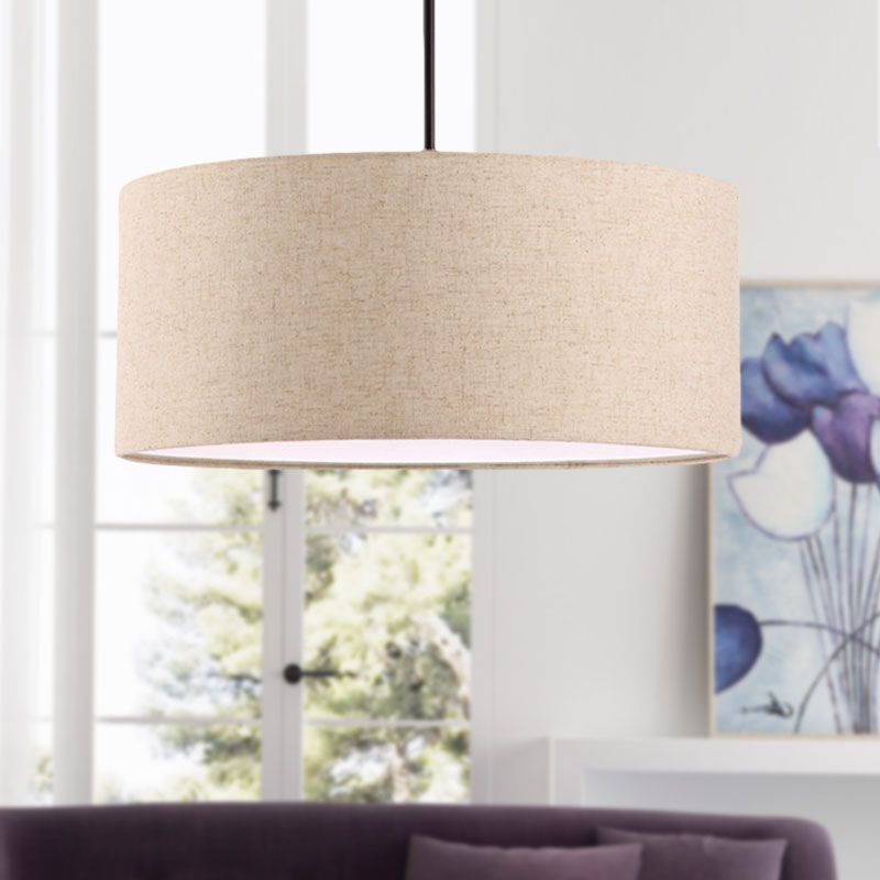 Ritta Modern Fabric Drum Pendant Light Metal Fabric Farmhouse