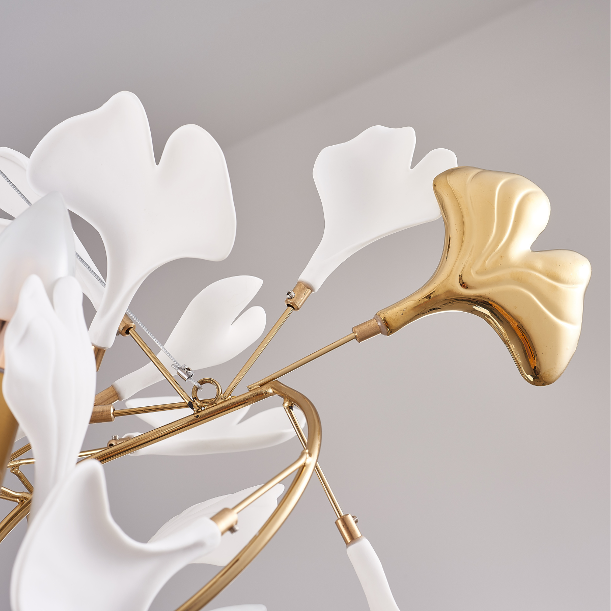 Olivia Gildglow Luxury Ceramic Chandelier Large Foyer Gingko Leaf Living Room - Letslighting