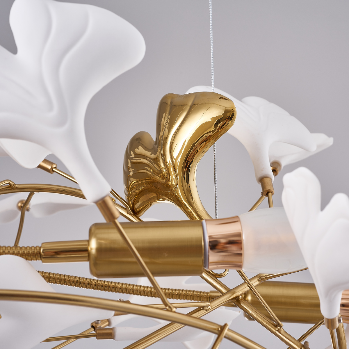 Olivia Gildglow Luxury Ceramic Chandelier Large Foyer Gingko Leaf Living Room - Letslighting