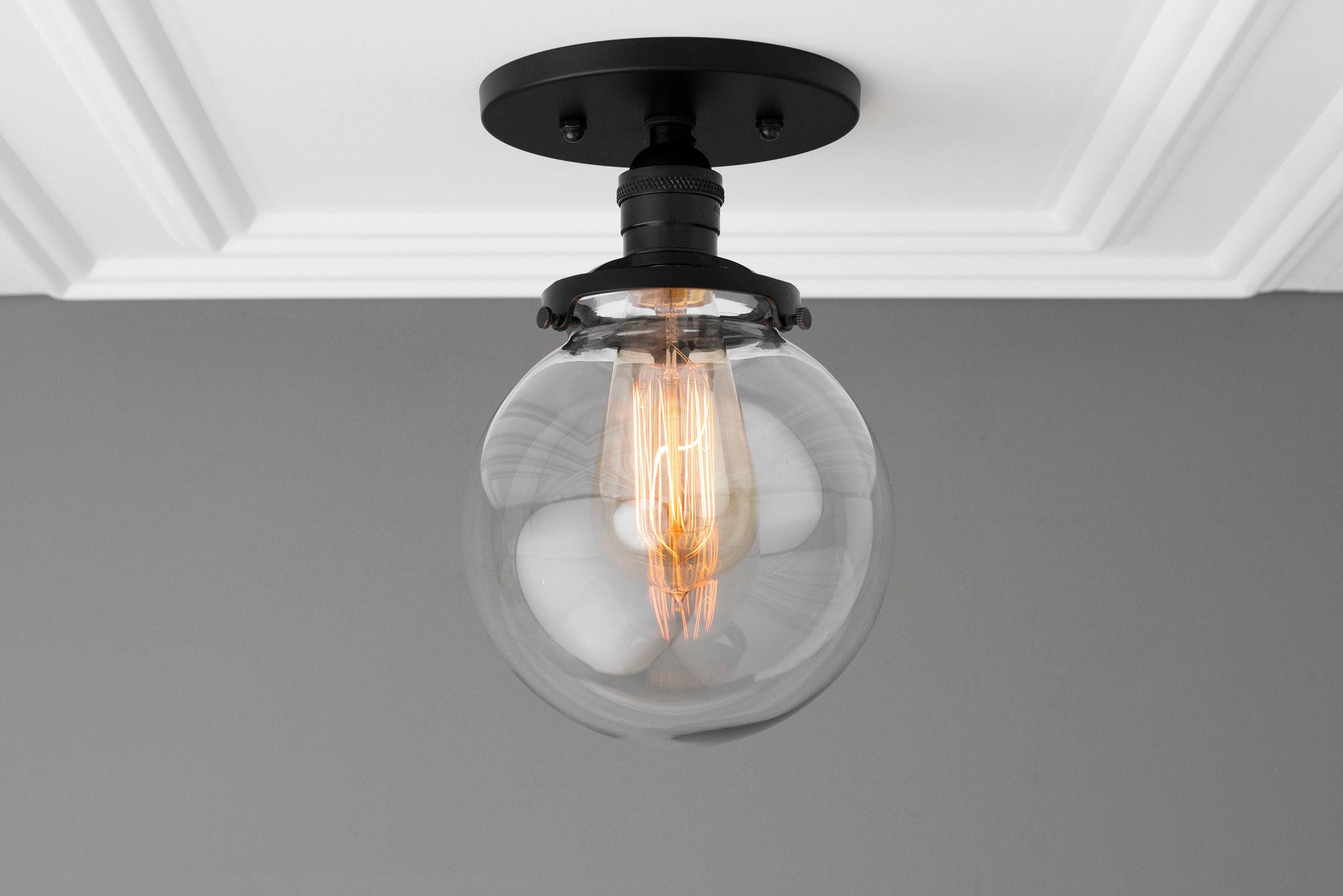 Pearl Clear Glass Retro Globe Ceiling Light Bedroom