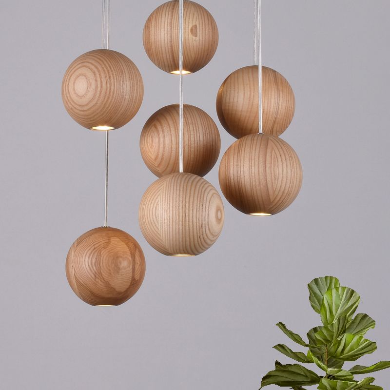 Muto Pendant Light Globe Minimalist Cluster Wood Kitchen Island