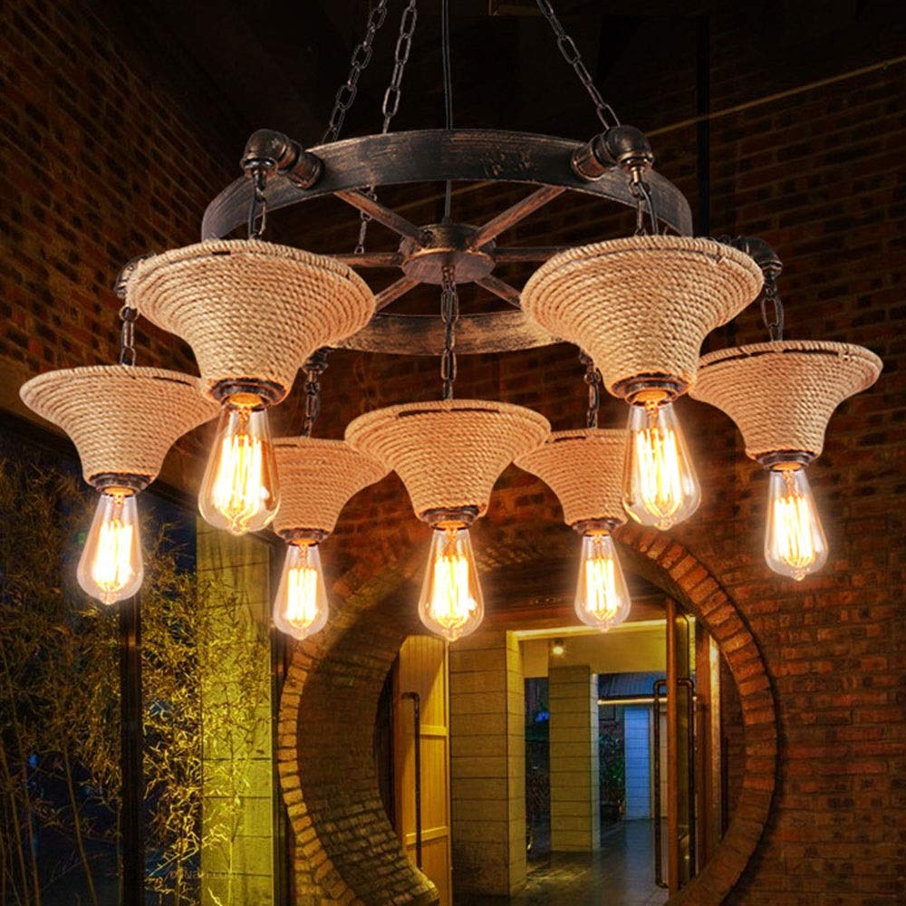 Epoch Industrial Creativity Chandelier Rust Metal/Rope Bar/Restaurant