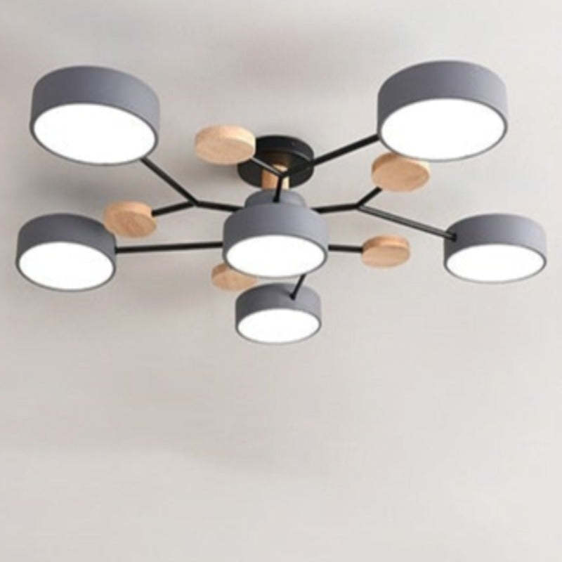 Arisha Geometric Flush Mount Ceiling Light Acrylic/Wood Living Room - Letslighting