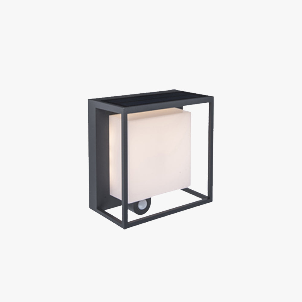 Ray Modern Rectangular Acrylic Sensor Solar Powered Outdoor Wall Lamp