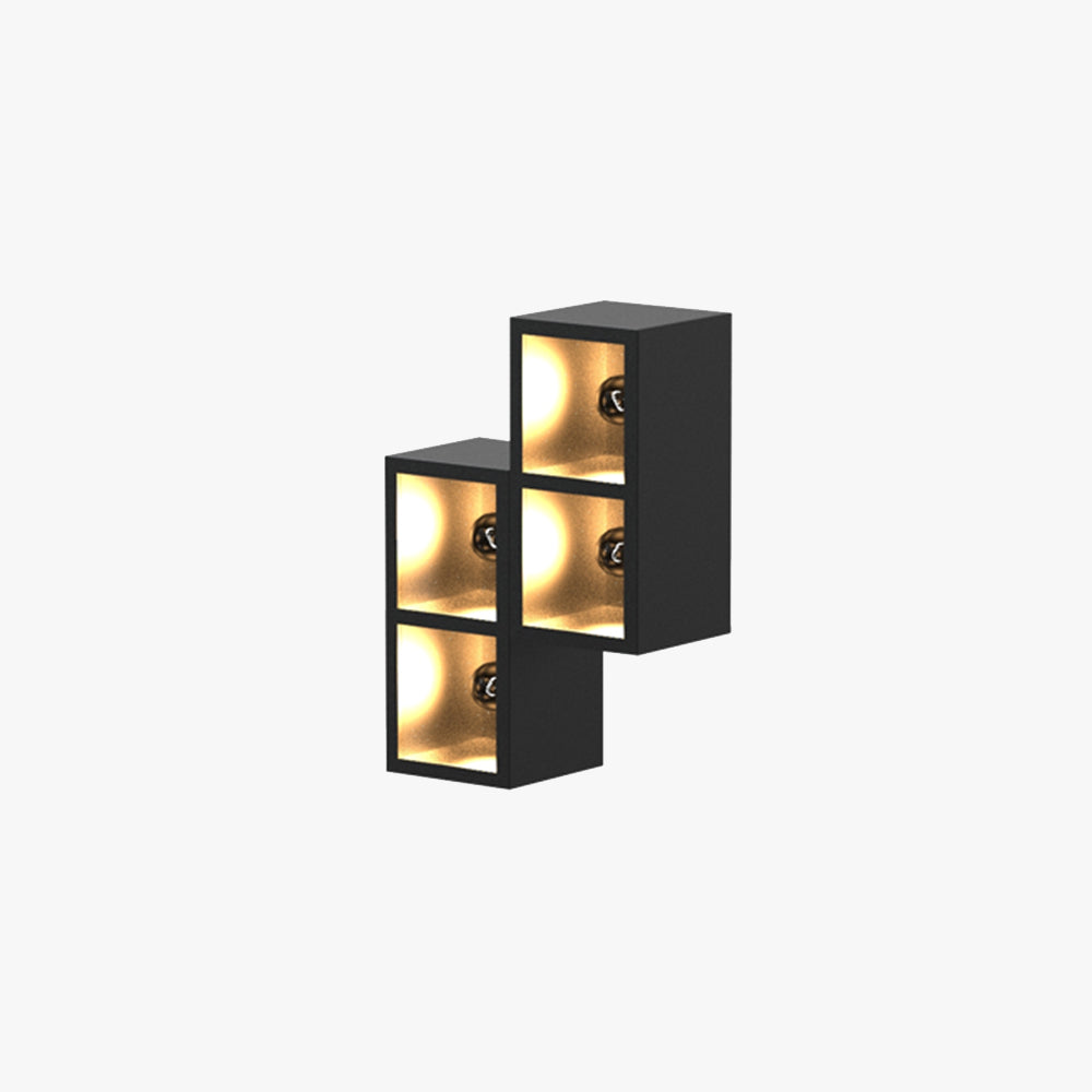 Ray Modern Cube Square Metal Glass Outdoor Wall Lamp