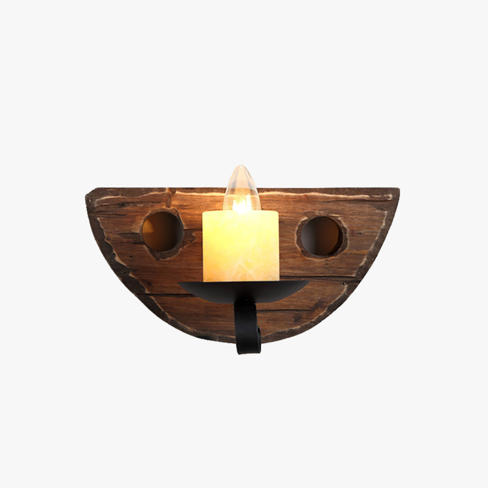 Epoch Vintage Candle Semicircle Wall Lamp, Wood/Metal, Bedroom