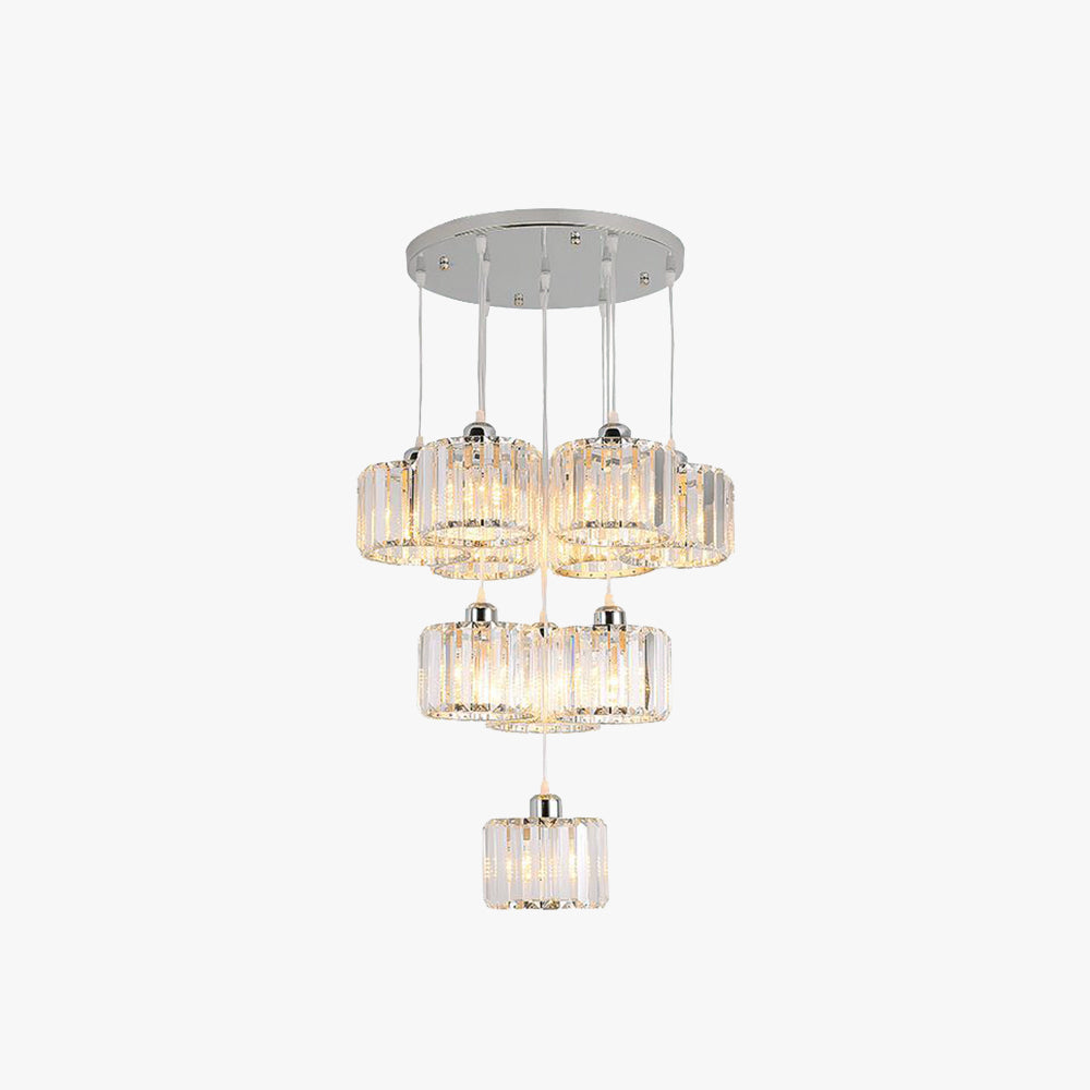 Valentina Modern Column Crystal Pendant Light, Stairs/Dining Room