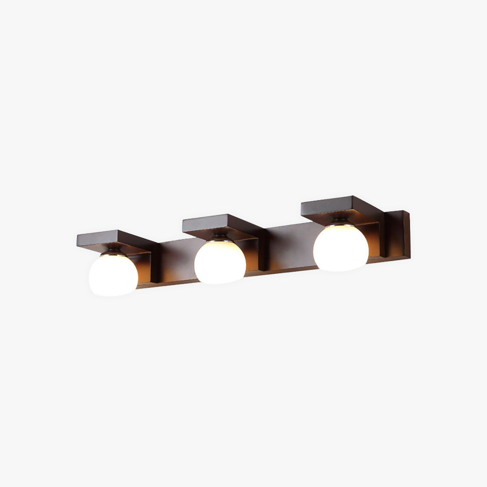 Muto Vintage Mirror Front Vanity Wall Lamp Wood Glass