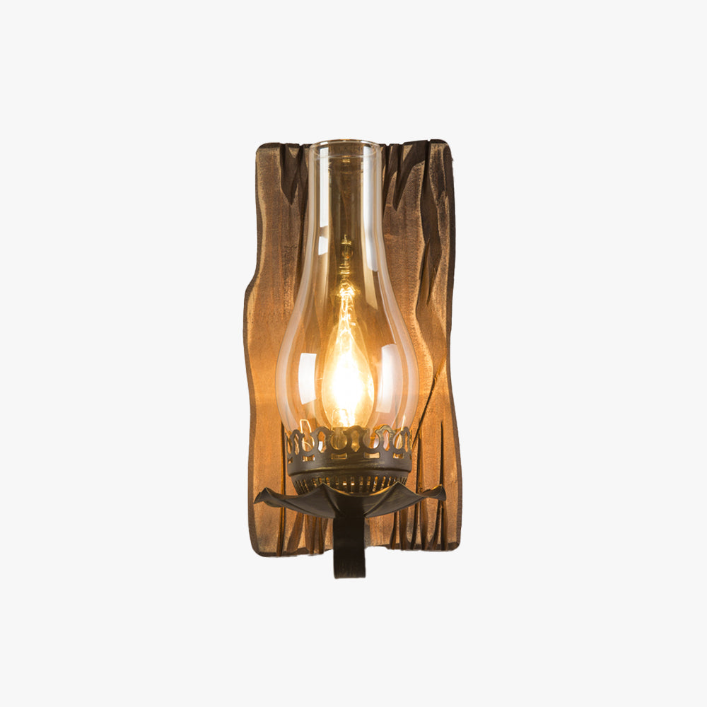 Epoch Wall Lamp Vintage Candle Wooden Glass, Bedroom - Letslighting