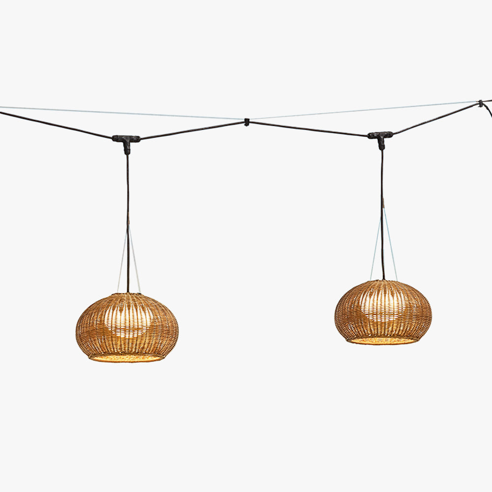 Ritta Retro Lantern Pendant Light Bamboo Acrylic